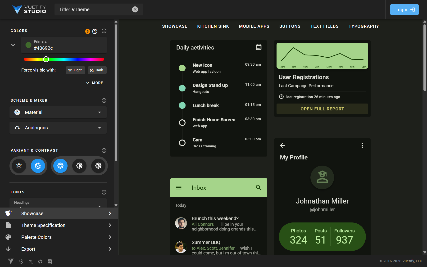Vuetify Studio interface